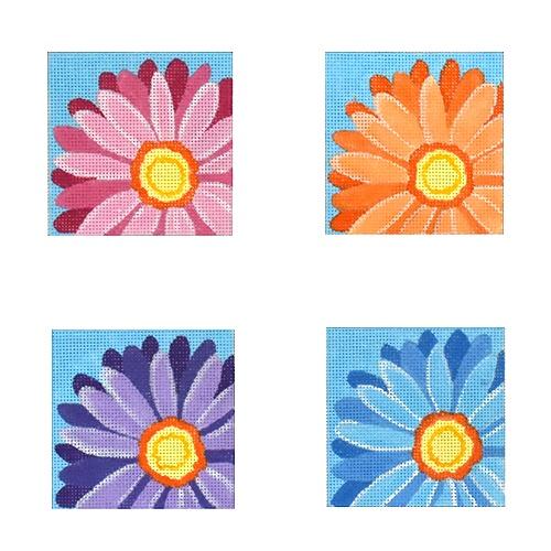 Daisy Coaster, Square No Border Painted Canvas Pepperberry Designs - 1
