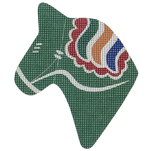 Dala Horse Head Green Painted Canvas Pepperberry Designs - 1