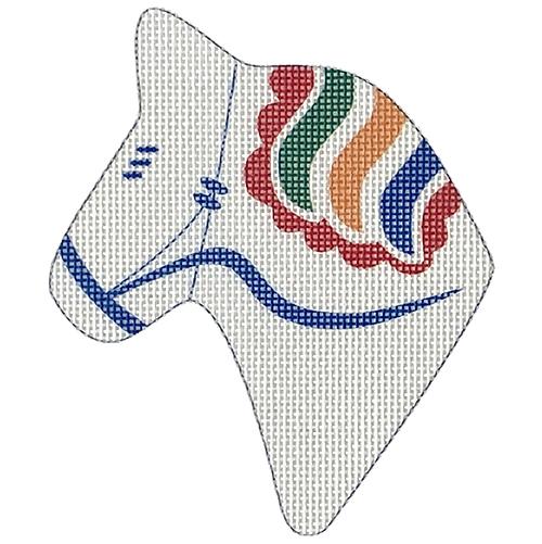 Dala Horse Head White Painted Canvas Pepperberry Designs - 1