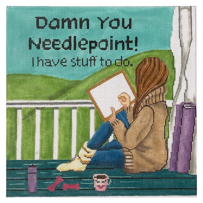 Damn You Needlepoint Painted Canvas Alice Peterson Company - 1