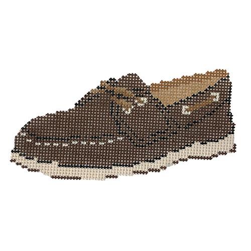 Dark Brown Topsider Shoe Painted Canvas Audrey Wu Designs - 1