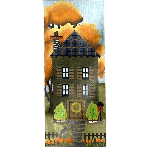 Dark Green Autumn House Painted Canvas Melissa Shirley Designs - 1
