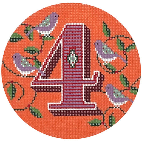 Day 4 - Four Calling Birds Painted Canvas Wipstitch Needleworks
