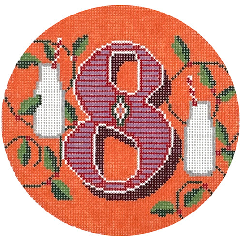 Day 8 Eight Maids a Milking Painted Canvas Wipstitch Needleworks - 1