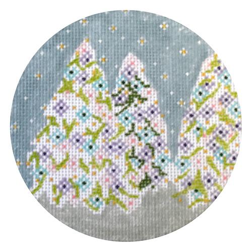 December Trees Painted Canvas The Plum Stitchery - 1