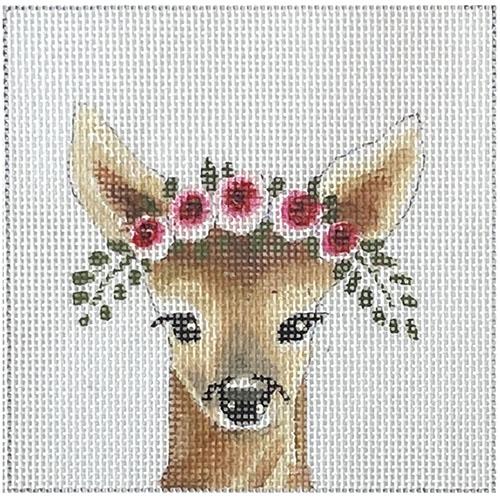 Deer with Floral Crown Painted Canvas Colors of Praise - 1