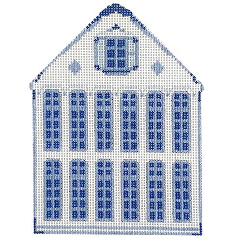 Delft House #2 Painted Canvas The Plum Stitchery - 1