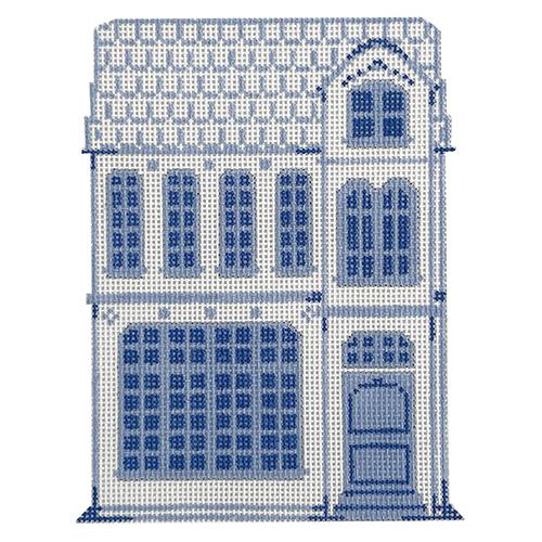 Delft House #4 Painted Canvas The Plum Stitchery - 1