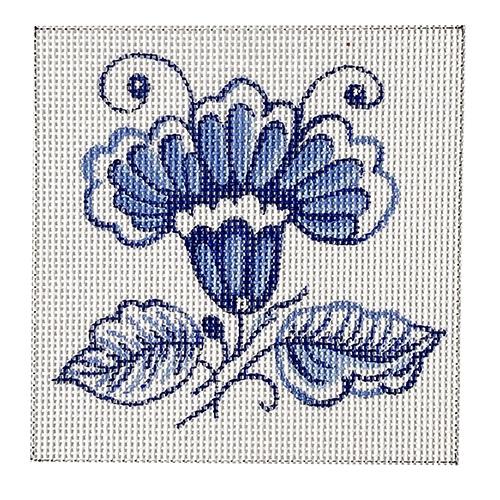Delft Tiles Iris Painted Canvas The Plum Stitchery - 1