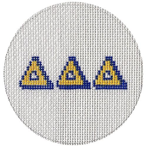 Delta Delta Delta 3" Round Painted Canvas KCN Designers - 1