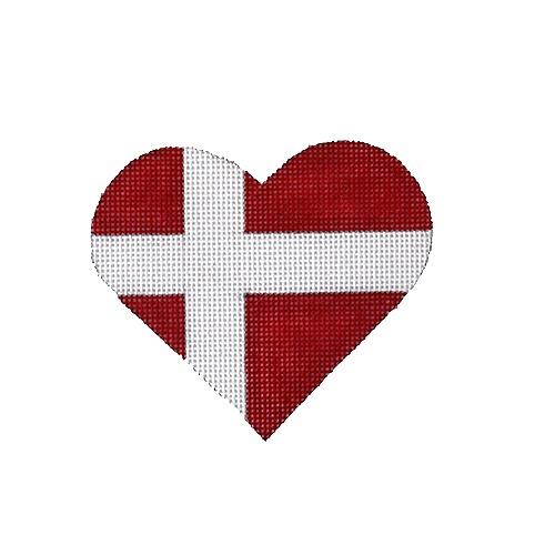 Denmark Flag Heart Painted Canvas Pepperberry Designs