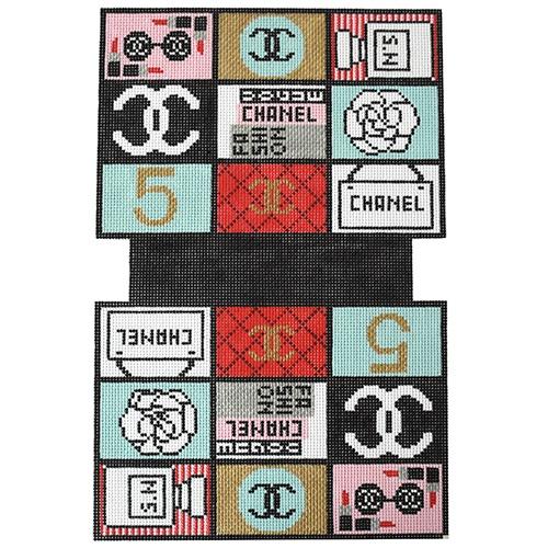 Designer Makeup Bag Painted Canvas Kimberly Ann Needlepoint - 1