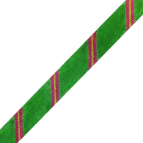 Diagonal Stripe Belt Grassy/Dark Pink/Lime on 18 Painted Canvas The Meredith Collection - 1