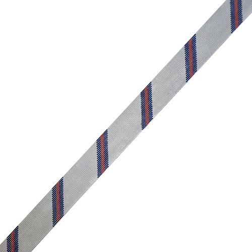 Diagonal Stripe Belt Gray/Navy/Red on 18 Painted Canvas The Meredith Collection - 1