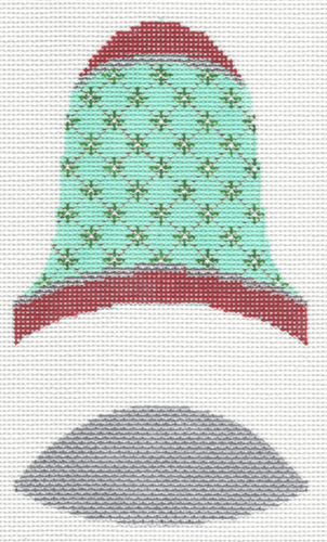 Dimensional Bell Aqua and Silver Painted Canvas Labors of Love Needlepoint - 1