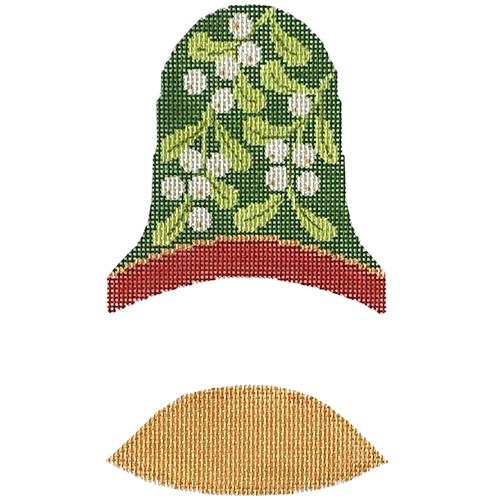 Dimensional Bell Mistletoe Painted Canvas Labors of Love Needlepoint - 1