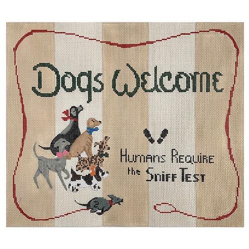 Dogs Welcome Painted Canvas Tina Griffin Designs - 1