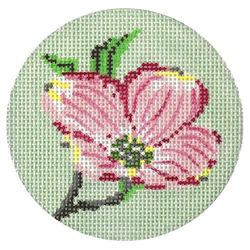 Dogwood Blossom on 13 Mesh Painted Canvas Blue Ridge Stitchery