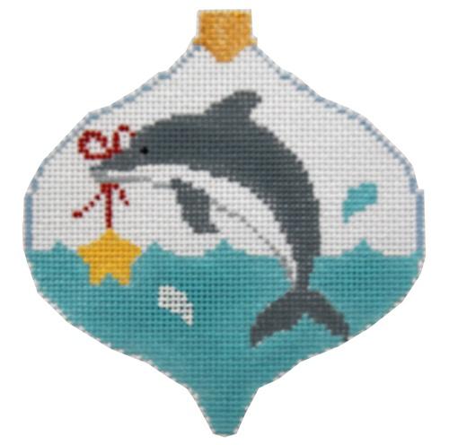 Dolphin Bauble Painted Canvas Kathy Schenkel Designs - 1