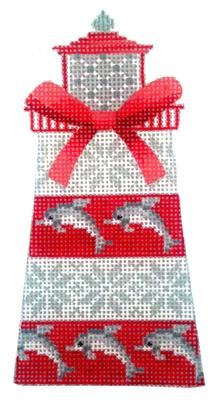 Dolphin Lighthouse Needlepoint Kit Painted Canvas Kirk & Bradley - 1