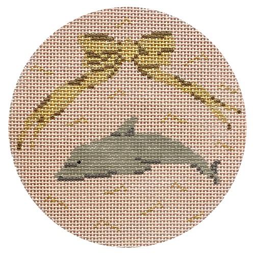 Dolphin Round Painted Canvas The Plum Stitchery - 1