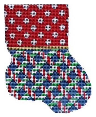 Dot / Peppermint Weave Mini Sock Painted Canvas Associated Talents - 1
