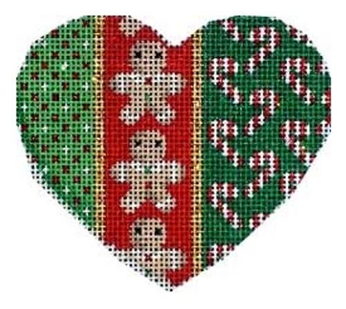Dots / Gingerbread / Canes Heart Painted Canvas Associated Talents