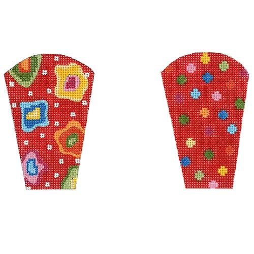 Dotty Floral Scissors Case Red Background Painted Canvas The Meredith Collection - 1