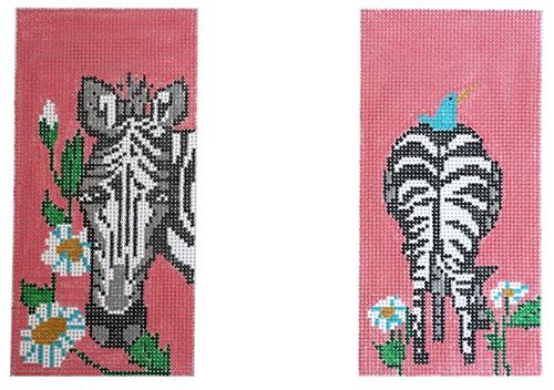 Double Black and White Zebra Eyeglass Case Painted Canvas Anne Fisher Needlepoint LLC