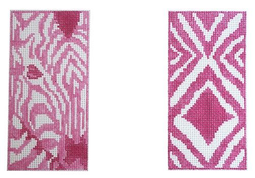 Double Pink Zebra Eyeglass Case Painted Canvas Anne Fisher Needlepoint, LLC - 1