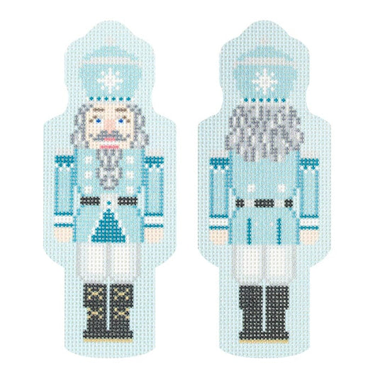Double-Sided Nutcracker Ornament - Light Blue Printed Canvas Needlepoint To Go 