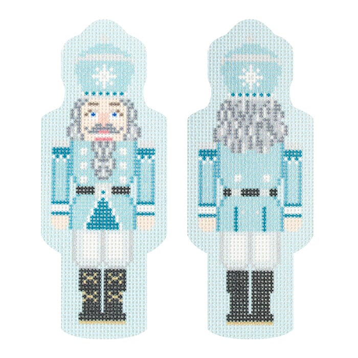 Double Sided Nutcracker Ornament   Light Blue Printed Canvas Needlepoint To Go