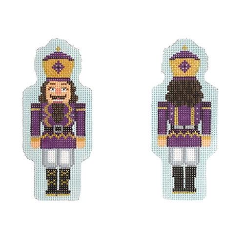 Double Sided Nutcracker Ornament Purple Painted Canvas Kirk & Bradley - 1