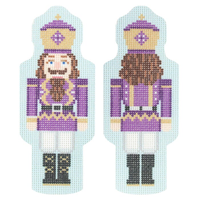 Double Sided Nutcracker Ornament   Purple Printed Canvas Needlepoint To Go