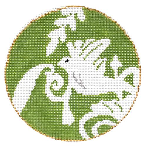 Dove in Green Painted Canvas The Plum Stitchery - 1