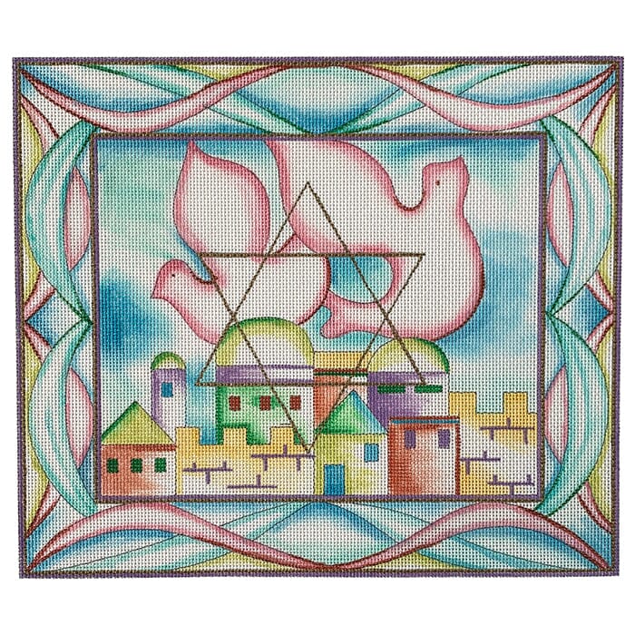 Dove Over Jerusalem Painted Canvas Alice Peterson Company - 1
