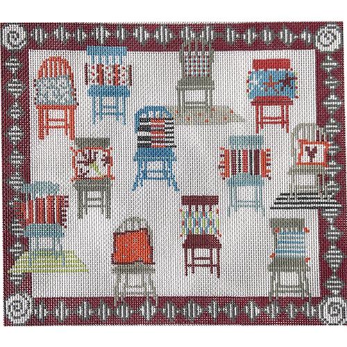 Dozen Wooden Chair Painted Canvas Pippin