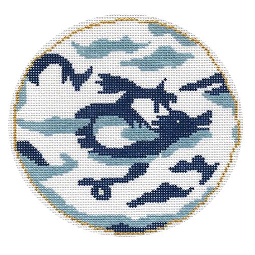 Dragon in Blue Painted Canvas The Plum Stitchery - 1
