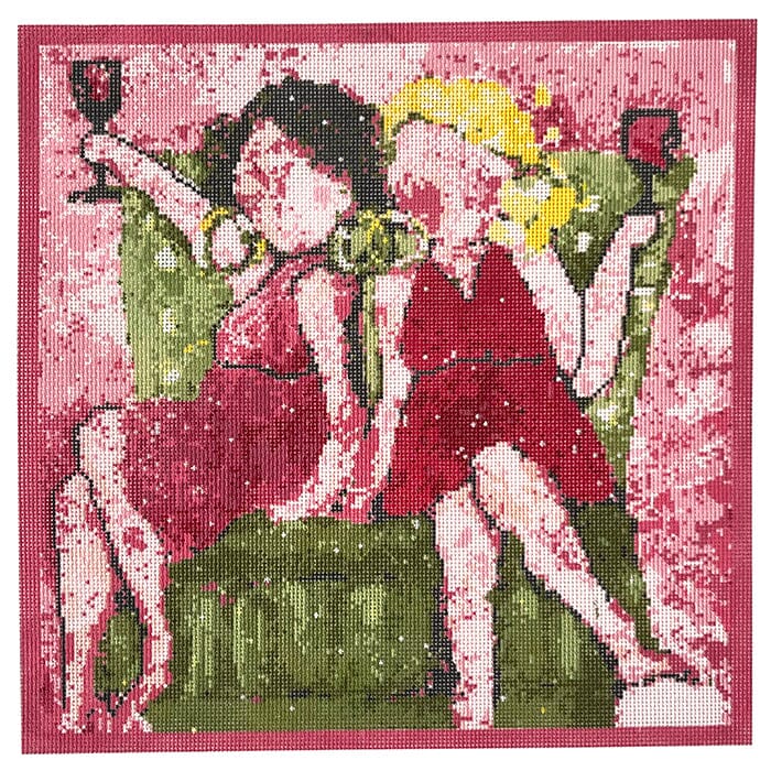 Drinking Ladies Painted Canvas Walker's Needlepoint - 1