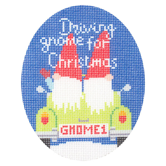Driving Gnome for Christmas Printed Canvas Needlepoint To Go 
