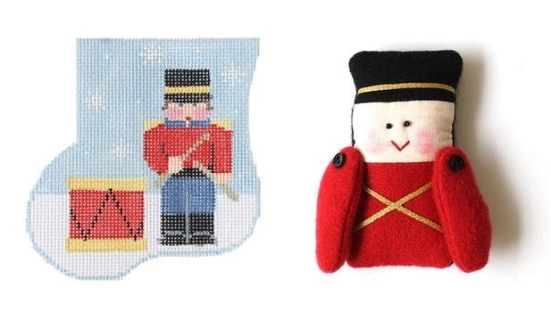 Drummer Boy Mini Sock with Soldier Insert Painted Canvas Kathy Schenkel Designs - 1