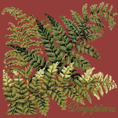 Dryopteris Needlepoint Kit Kits Elizabeth Bradley Design Dark Red 