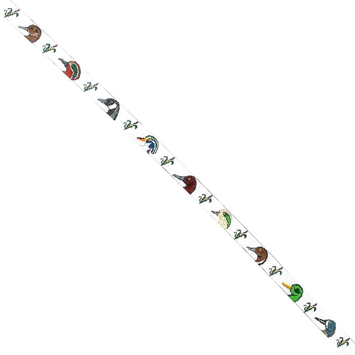 Duck Heads Belt on White Painted Canvas Susan Roberts Needlepoint Designs Inc.