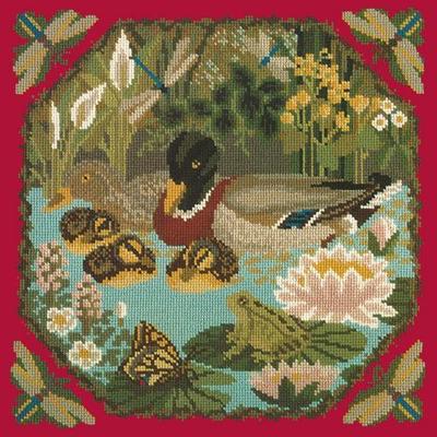 Duck Pond Needlepoint Kit Kits Elizabeth Bradley Design Bright Red