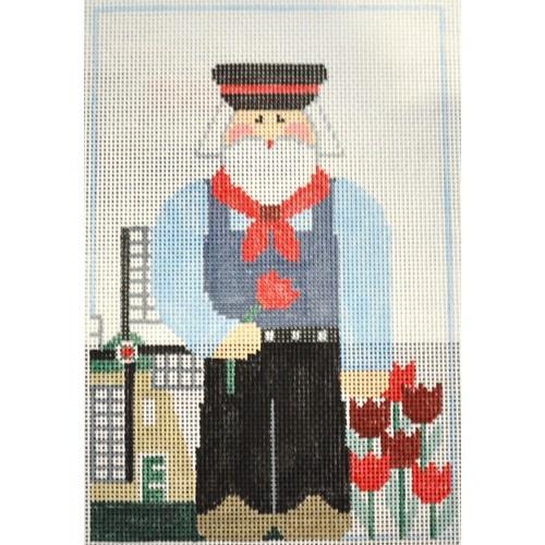 Dutch Boy Santa Painted Canvas Kathy Schenkel Designs - 1