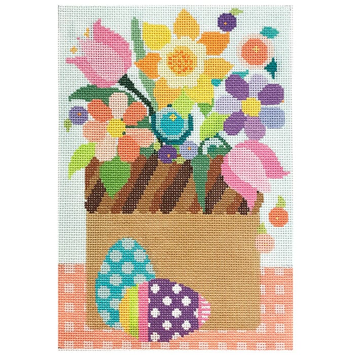Easter Basket Painted Canvas NeedleDeeva - 1