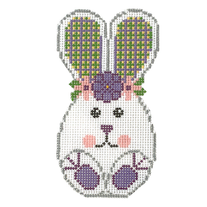 Easter Bunny White/Purple Painted Canvas Kimberly Ann Needlepoint - 1