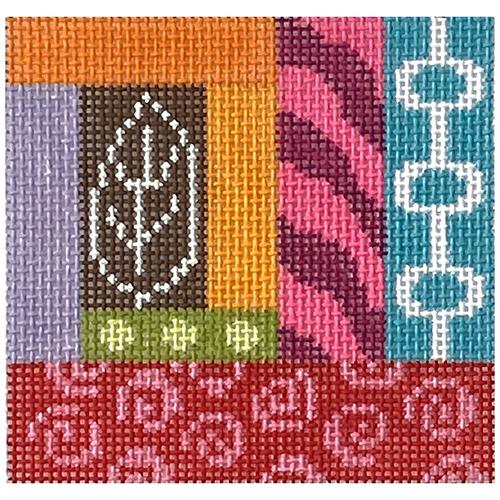 Eclectic Geometric Pattern Puzzle Ornament Painted Canvas Eye Candy Needleart - 1