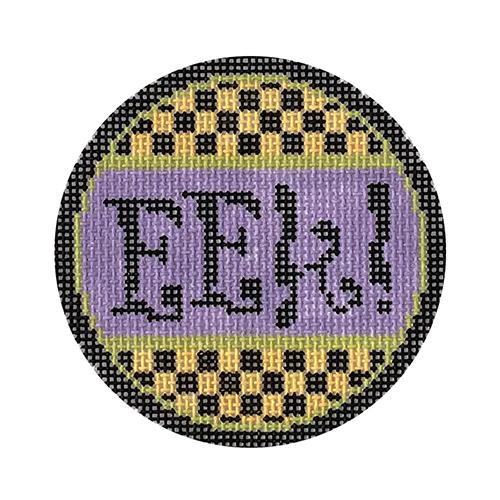EEK! Yellow Checkered Round Painted Canvas CanvasWorks - 1