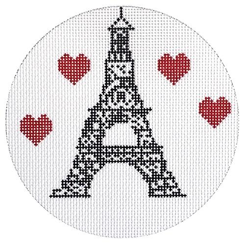 Eiffel Tower with Hearts Painted Canvas KCN Designers - 1